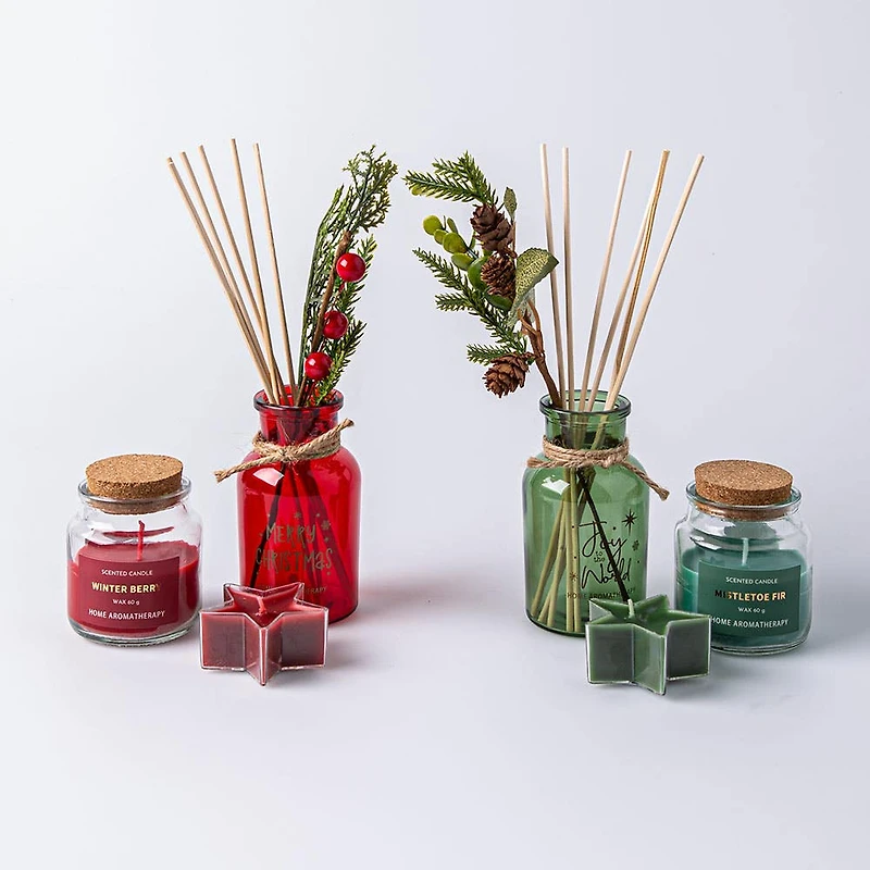 Koopman Christmas Reed Diffuser & Candle - Set of 4 (Asstd.)