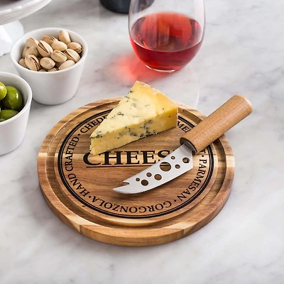 KSP Artisanal 'Acacia Wood' Cheese Board With Knife - Set of 2