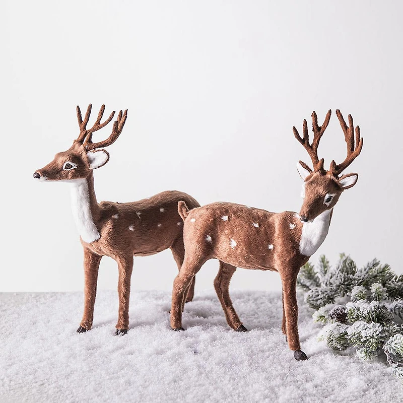 Koopman Christmas Woodland 'Natural' Fuzzy Deer Large (Asstd.)