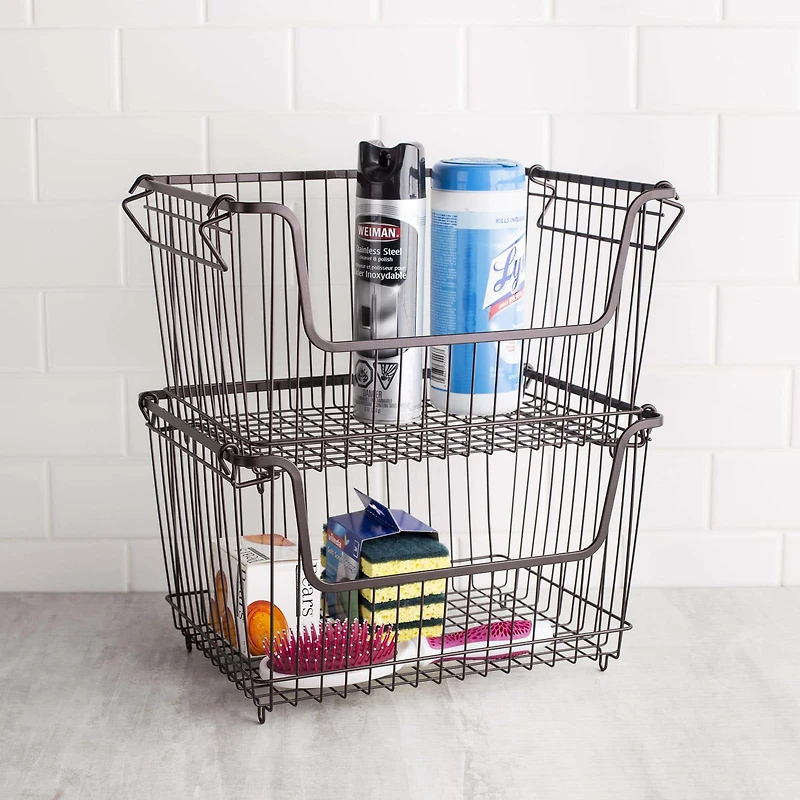 KSP Ashley Stacking Wire Basket Large (Brown) 36 x 27 x 22.5 cm