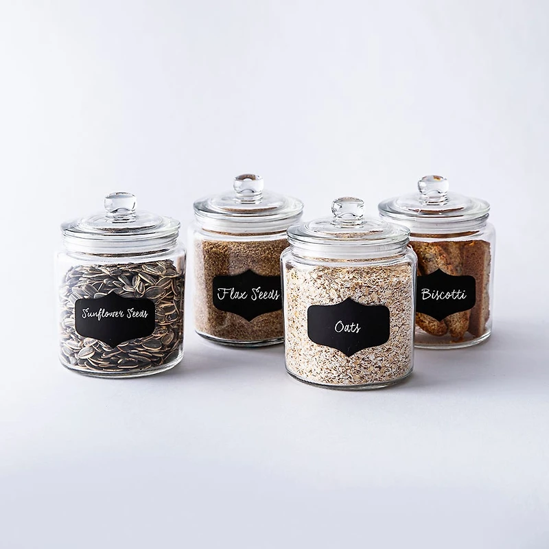 KSP Chalkboard Glass Canister with Lid - Set of 4