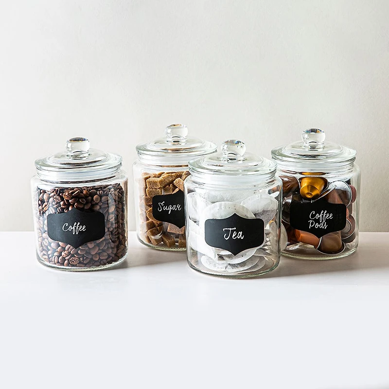 KSP Chalkboard Glass Canister with Lid - Set of 4