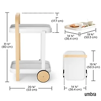 Umbra Bellwood Bar-Serving Cart 20.8x17x31.4"H (Natural/White)