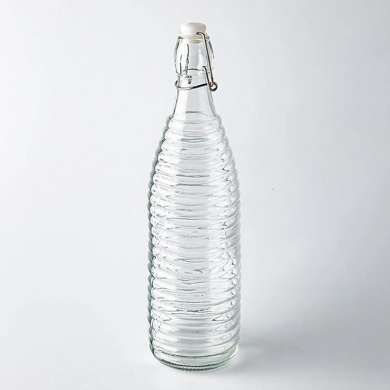 KSP Verrone 'Ribbed' Glass Bottle with Stopper (1L)