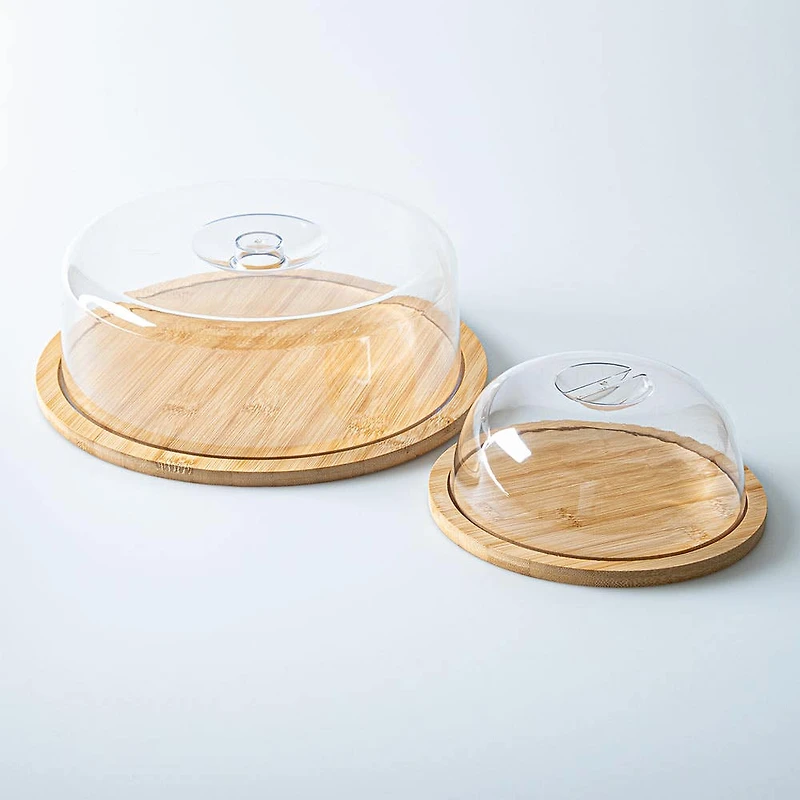 L.Gourmet Cake Saver Dome with Bamboo Base 7.7" Dia. (Clear)