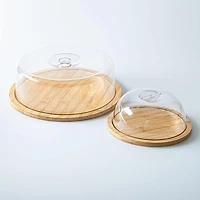 L.Gourmet Cake Saver Dome with Bamboo Base 7.7" Dia. (Clear)