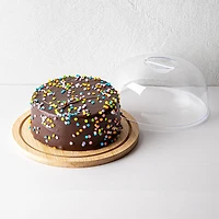 L.Gourmet Cake Saver Dome with Bamboo Base 7.7" Dia. (Clear)