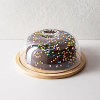 L.Gourmet Cake Saver Dome with Bamboo Base 7.7" Dia. (Clear)