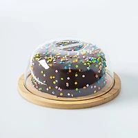L.Gourmet Cake Saver Dome with Bamboo Base 7.7" Dia. (Clear)