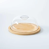 L.Gourmet Cake Saver Dome with Bamboo Base 7.7" Dia. (Clear)