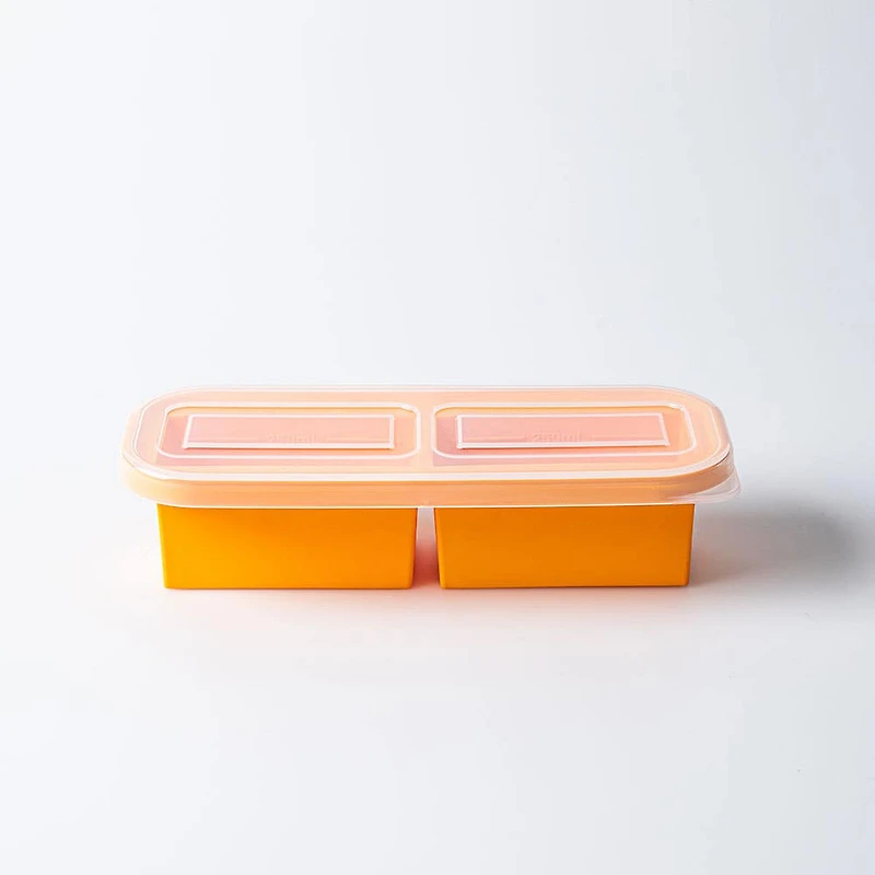 KSP Freezicube Silicone Food and Soup Tray 1 Cup 2 Cavity (Orange)