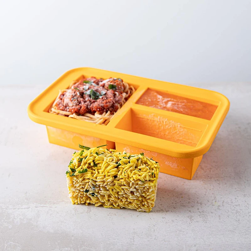 KSP Freezicube Silicone Food and Soup Tray 1+2 Cup 3 Cavity (Orange)