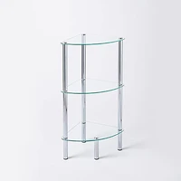 KSP Cascade Tempered '3-Tier' Glass Shelf Corner Unit (Clear/Chrome)