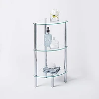 KSP Cascade Tempered '3-Tier' Glass Shelf Corner Unit (Clear/Chrome)