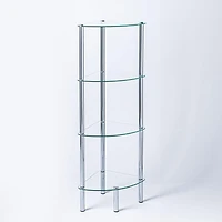 KSP Cascade Tempered '4-Tier' Glass Shelf Corner Unit (Clear/Chrome)