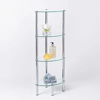 KSP Cascade Tempered '4-Tier' Glass Shelf Corner Unit (Clear/Chrome)