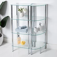 KSP Cascade Tempered '4-Tier' Glass Shelf Corner Unit (Clear/Chrome)