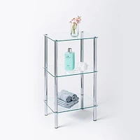 KSP Cascade Tempered '3-Tier' Glass Shelf Unit (Clear/Chrome)