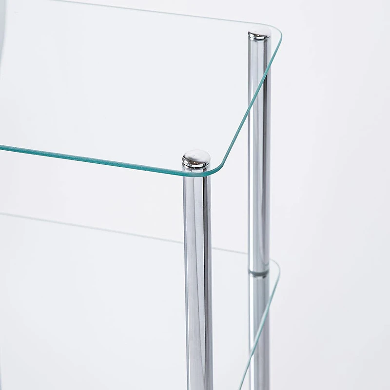 KSP Cascade Tempered '3-Tier' Glass Shelf Unit (Clear/Chrome)