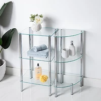 KSP Cascade Tempered '3-Tier' Glass Shelf Unit (Clear/Chrome)