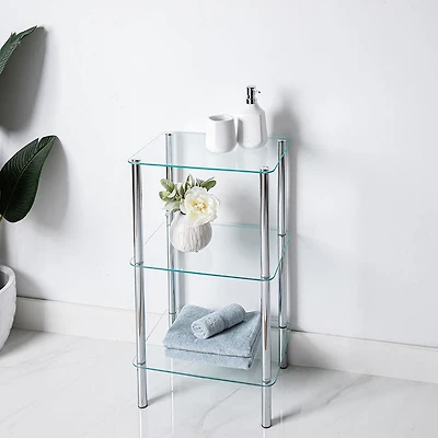 KSP Cascade Tempered '3-Tier' Glass Shelf Unit (Clear/Chrome)