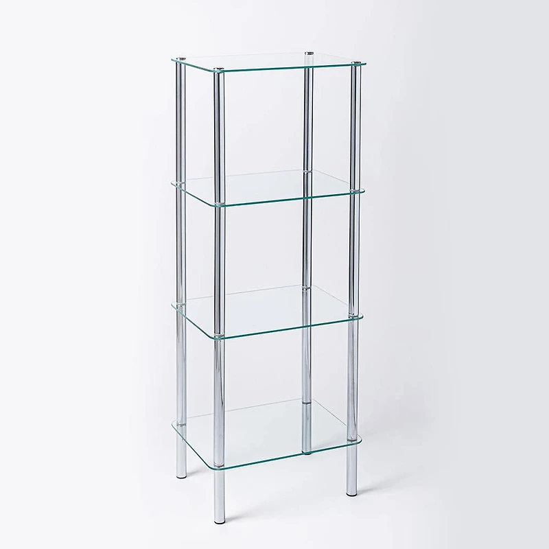 KSP Cascade Tempered '4-Tier' Glass Shelf Unit (Clear/Chrome)