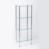 KSP Cascade Tempered '4-Tier' Glass Shelf Unit (Clear/Chrome)