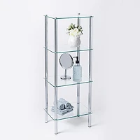 KSP Cascade Tempered '4-Tier' Glass Shelf Unit (Clear/Chrome)