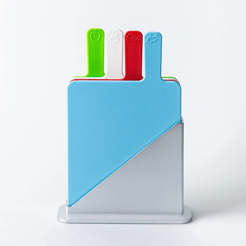 KSP Tab Cutting Boards with Holder - Set of 5 (Multi Colour)