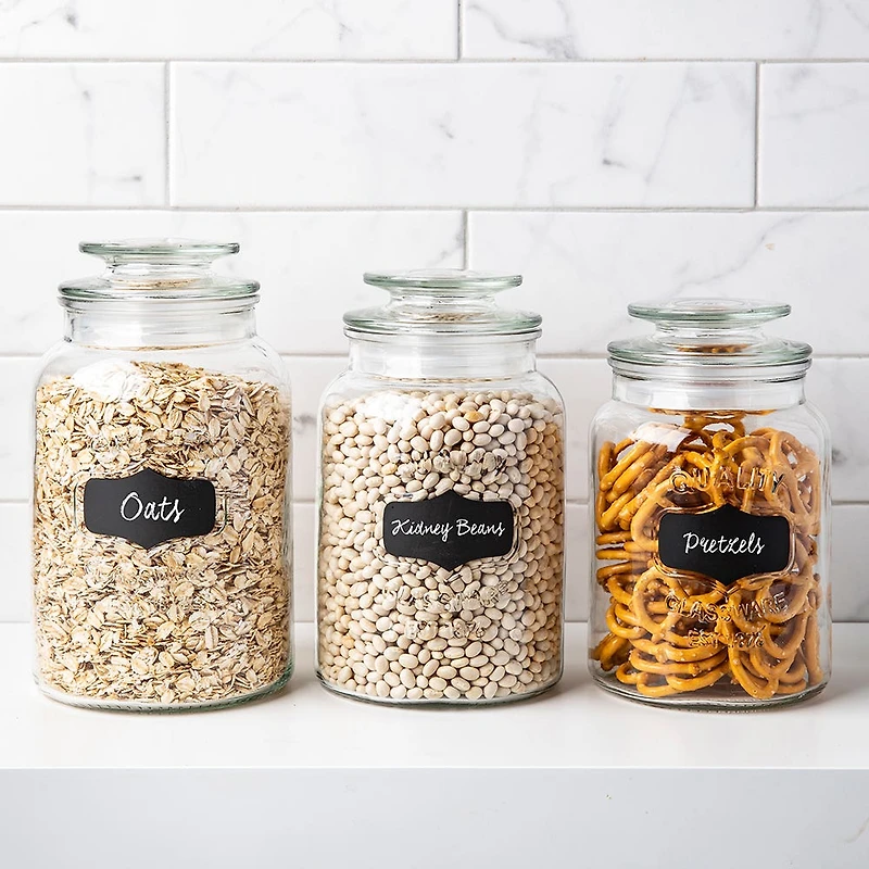 KSP Quality Chalkboard Glass Canister with Lid - Set of 3