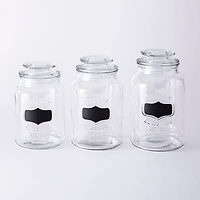 KSP Quality Chalkboard Glass Canister with Lid - Set of 3