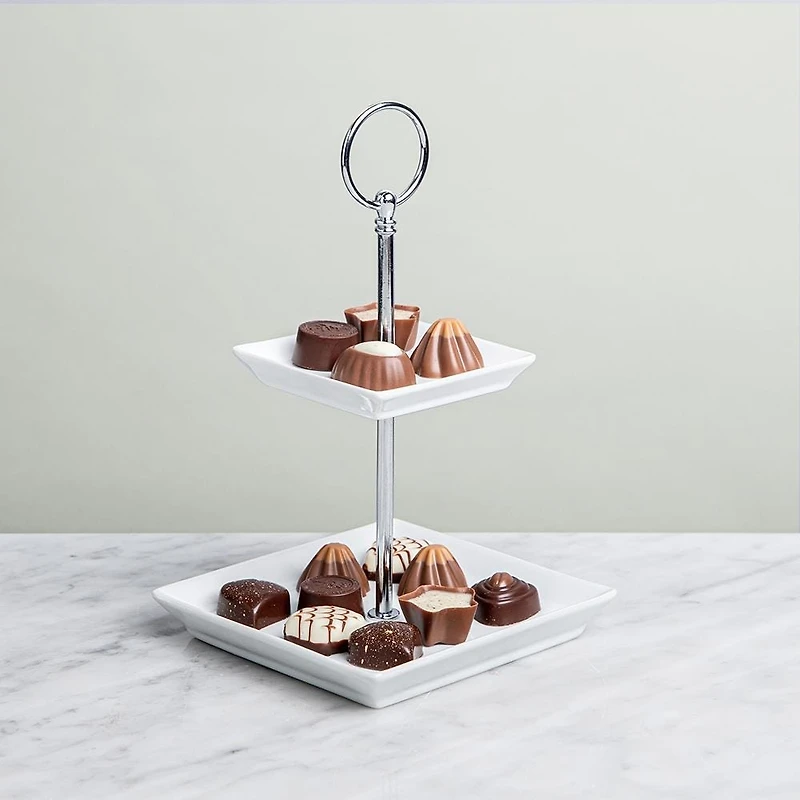 KSP Aurora '2-Tier' Porcelain Buffet Plate Square (White)