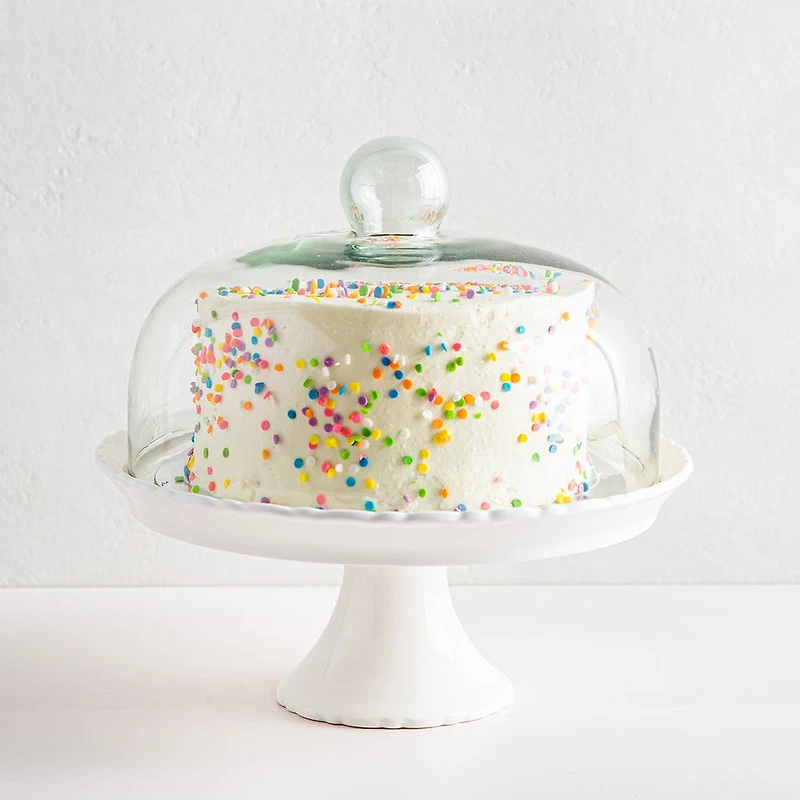 KSP Heritage Porcelain Cake Plate with Cover (White)