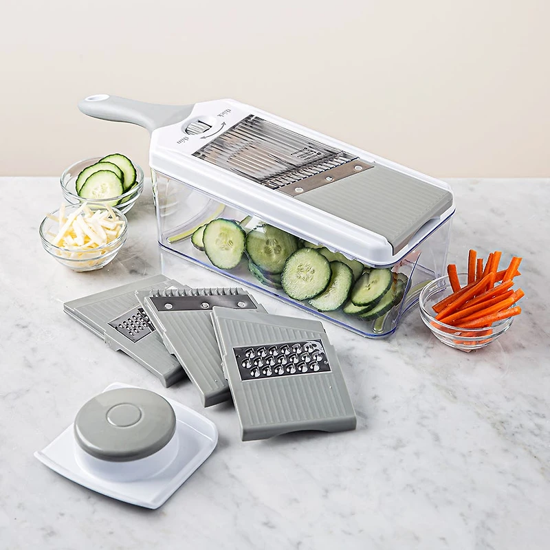 KSP Chef's Mate Mandoline Slicer and Grater - Set of 7 (White/Grey)