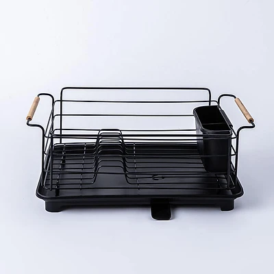 KSP Nova Dish Rack with Bamboo Handles (Black/Natural)