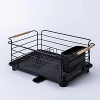 KSP Nova Dish Rack with Bamboo Handles (Black/Natural)