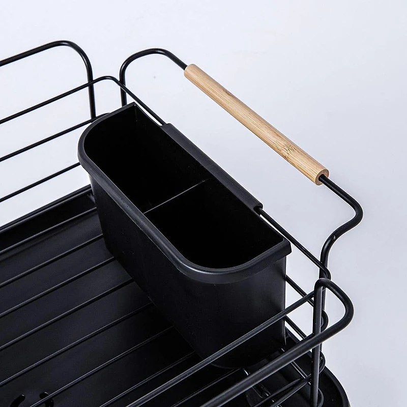 KSP Nova Dish Rack with Bamboo Handles (Black/Natural)