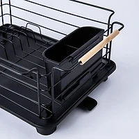 KSP Nova Dish Rack with Bamboo Handles (Black/Natural)