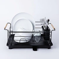 KSP Nova Dish Rack with Bamboo Handles (Black/Natural)