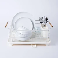KSP Nova Dish Rack with Bamboo Handles (White/Natural)