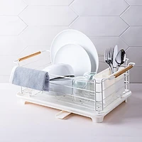 KSP Nova Dish Rack with Bamboo Handles (White/Natural)