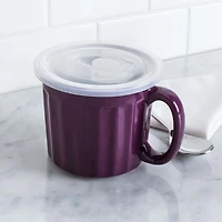 KSP Solid Porcelain Soup Mug with Lid (Purple)
