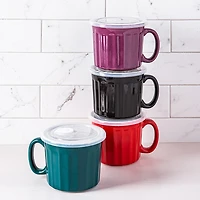 KSP Solid Porcelain Soup Mug with Lid (Purple)