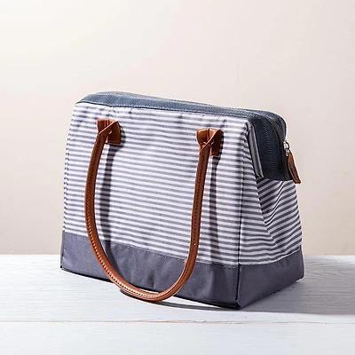 Thermos Raya Duffle 'Grey Stripes' Insulated Lunch Bag