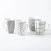 KSP Graphic 'Plaid' Mug - Set of 4 (Black/White)