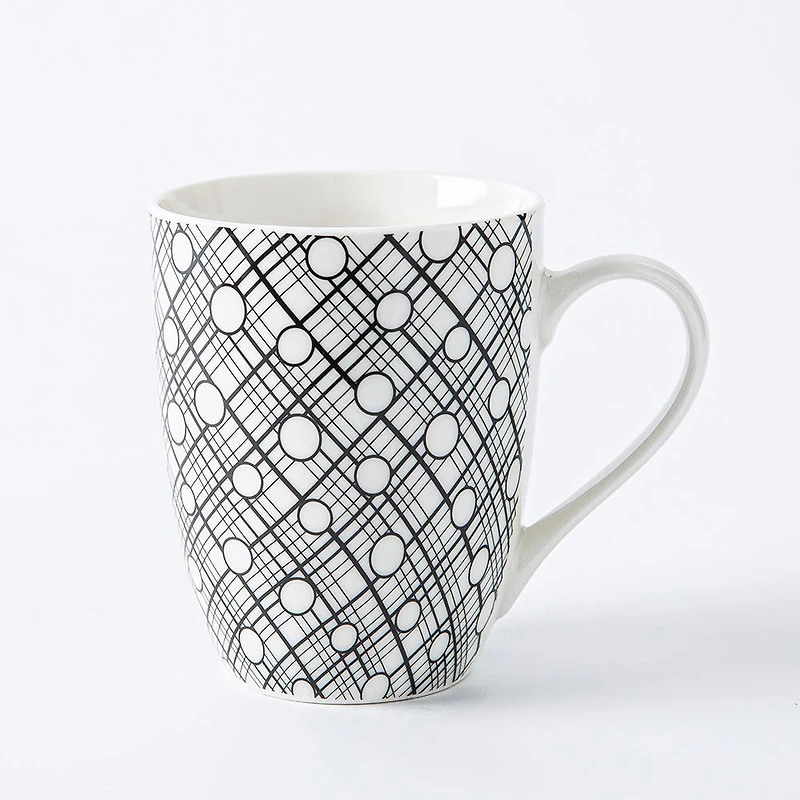KSP Graphic 'Plaid' Mug - Set of 4 (Black/White)