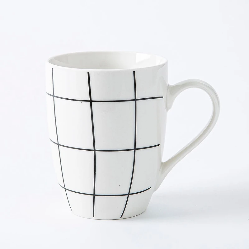 KSP Graphic 'Plaid' Mug - Set of 4 (Black/White)