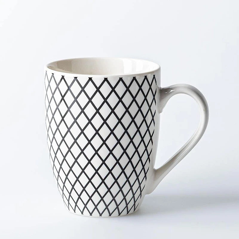 KSP Graphic 'Plaid' Mug - Set of 4 (Black/White)