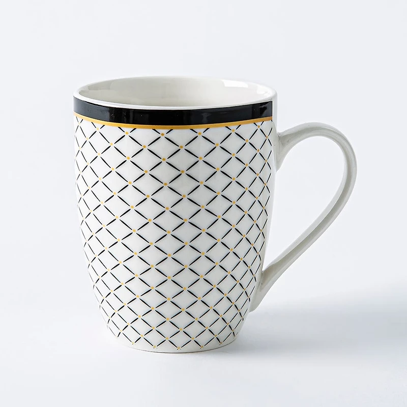 KSP Graphic 'Regal' Mug - Set of 4 (Black/White/Gold)