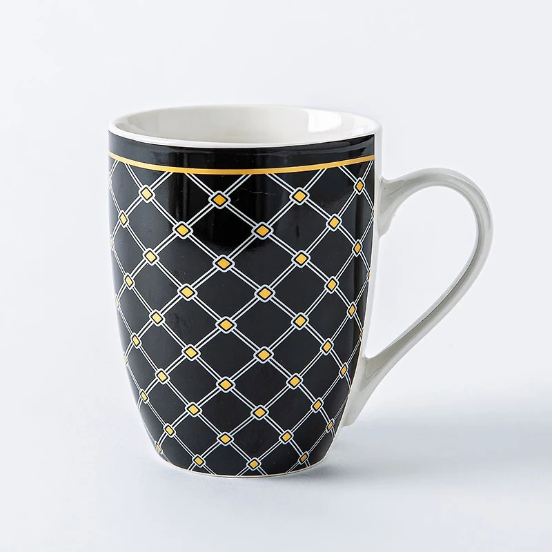 KSP Graphic 'Regal' Mug - Set of 4 (Black/White/Gold)
